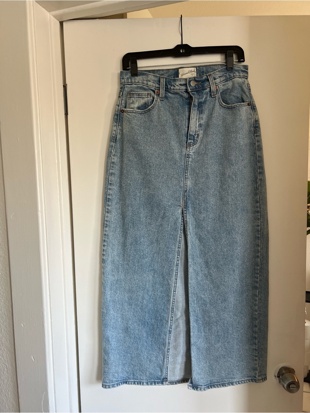 Universal Thread Blue Denim Maxi Skirt with Front Slit